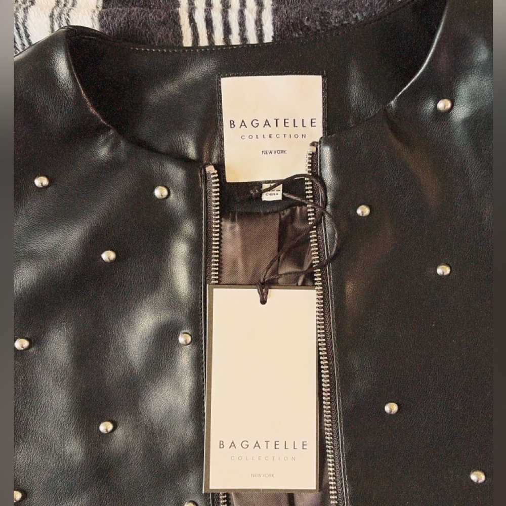 Bagatelle Black Faux Leather Jacket with Silver Studs - Picture 2 of 5